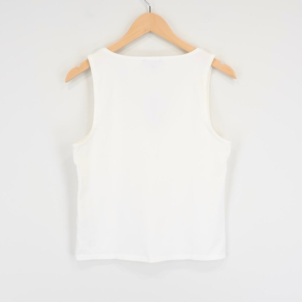 NWT J.Crew Stretch Cotton-Blend V-Neck Tank Top In White Size Medium - Picture 3 of 8